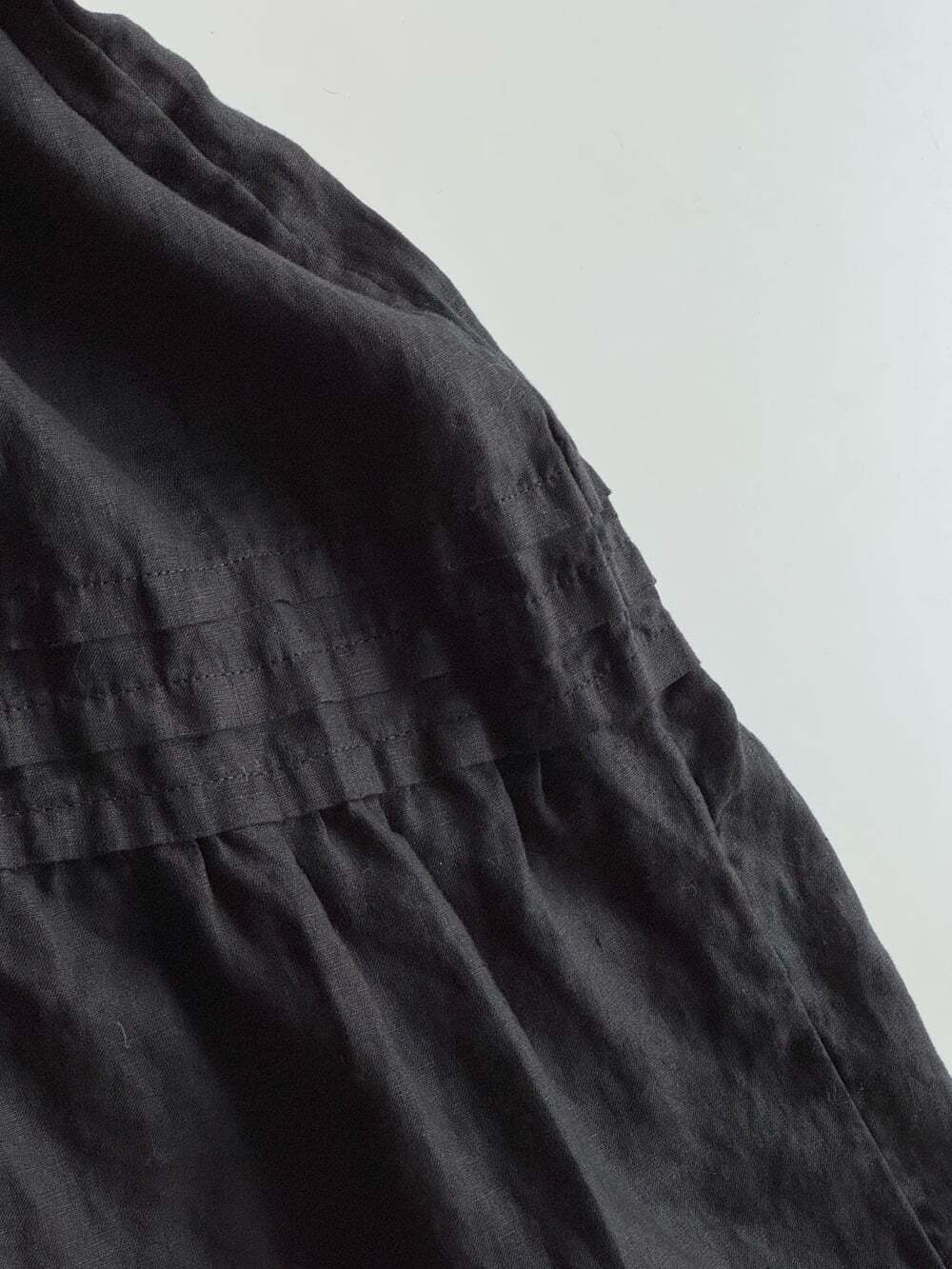 QUINCE Black 100% European Linen Tiered A-Line Maxi Dress, Size L - Picture 11 of 14